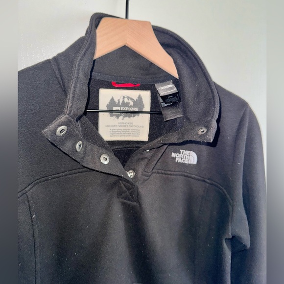 The North Face 1/4 Button Up Pullover Jacket Black Polyester Women Size Medium - Picture 7 of 12